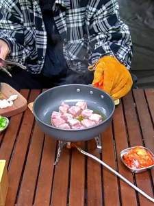 22cm Aluminum Outdoor Camping Non-stick Frying Pan Portable Hiking Picnic Pot Cookware Folding Handle Backpacking Pots Pans Set2026