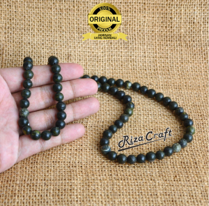 Kalung Pria Wanita Keren Batu Akik Kristal Giok Hitam Black Jade ASLI untuk Kesehatan