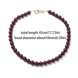 HUIHEYU Vintage Vermilion Red Beaded Necklace Vermilion Red Beaded Light Luxury Clavicular Chain Simple Elegant Agate Choker Girl