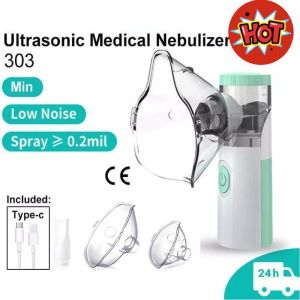 Portable Ultrasonic Nebulizer - Medical Grade Compact Machine With 2 Mask Sizes For Kids & Adults Quiet Asthma Relief
