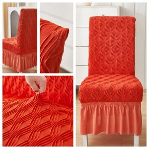 Cool ice silk fabric Skirt Chair Covers Thickened Elastic Dining Chair for Banquets