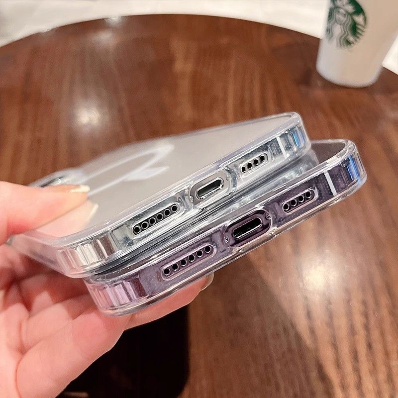 For IPhone 16 15 14 13 12 11 Pro X Xr Xs Max 7 8 Plus Shock Proof Magnetic Transparent Case PC Hard Phone_voghion.com