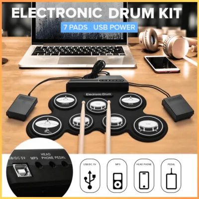 COD KIRIM CEPAT Toddi Electronic Digital Drum Kit 7 Pads Folding USB Power / Drum Digital Elektrik Portable Set Lengkap / Drum Elektrik Full Set Termurah - G3002