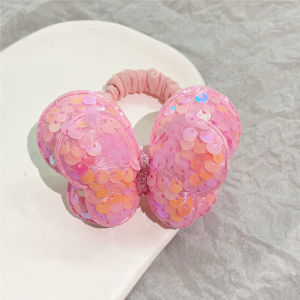 Tooyoo Cute Sequin Bow Hair Rope Childrens Girls Head Rope Ponytail Rubber Band Headwear Hair Accessories