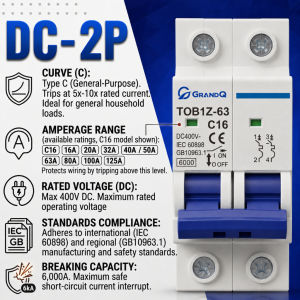Solar DC Circuit Breaker 2P 1000V PV MCB Solar Panel Protection 16A 20A 32A 40A 63A DIN Rail