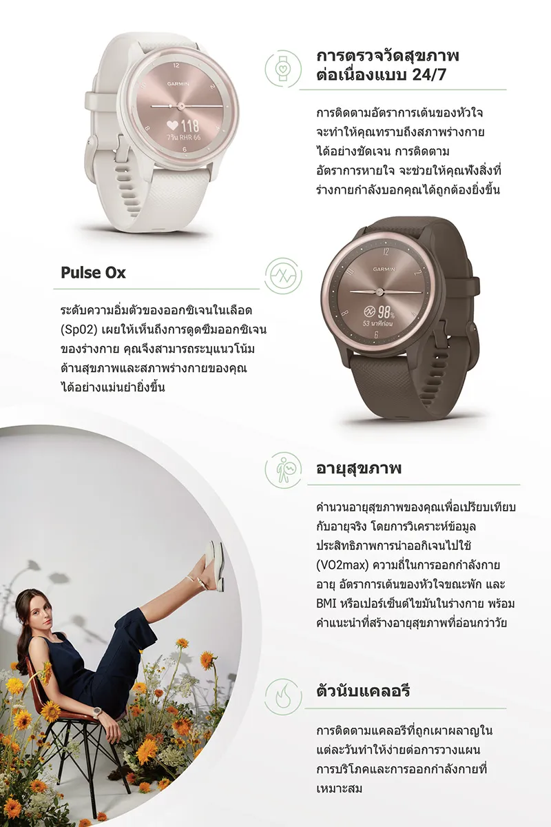 Garmin vivomove Sport นาฬิกา ประกันศูนย์ไทย 2 ปี