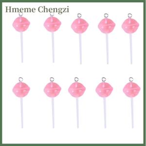 Hmeme 10Pcs Set Resin Transparent Lollipop Charms Pendant Jewelry DIY Making Craft