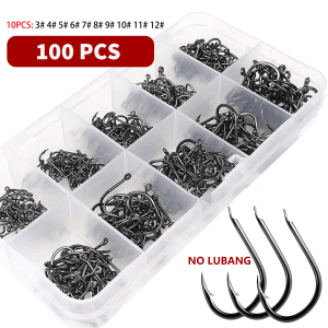1000 Pcs Kail Pancing Aneka Ukuran Bahan Baja Karbon Dengan Tali Pengait/500/600/1000pcs Fishing Hook Set High-Carbon Steel Barbed Fishhooks for Saltwater Freshwater Fishing Accessories