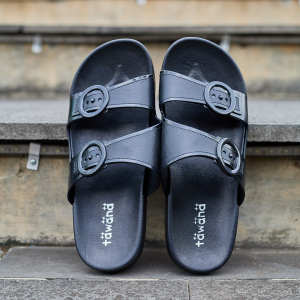 Sandal Selop Wanita Casual Tawana Button Belt Warna Hitam Original Import