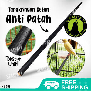 SEMPATI Tangkringan Setan Karet Hitam Sangkar Kenari Viral Lapis Kayu Anti Patah Untuk Kandang Burung TKARKN