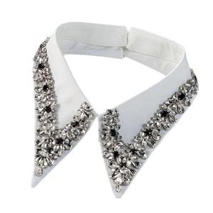 Breathable Polyester Decorative Collar Insert Practical Rhinestones Party Collar Accessory For Office Attire