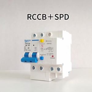 Shairme switch Residual current circuit breaker with surge protector 2Pole 6A 10A 16A 20A 25A 32A 40A 50A 63A RCBO RCCB ELCB MCB with Lightning protection SPD