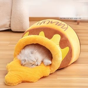 1pc Thickened Plush Cat Nest Honey Pot Shape Cat Sofa Bed Cute And Comfortable Pet Cat House For Cats Less Than 8kg
