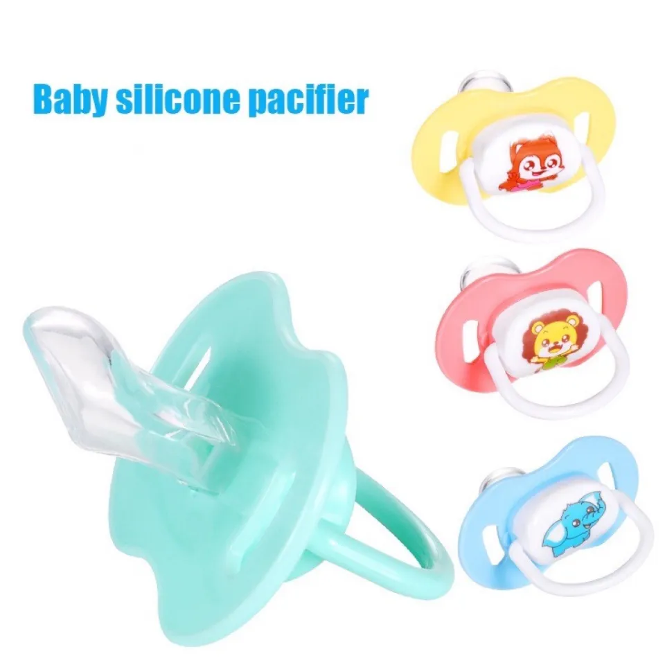 Baby pacifiers Newborn flat head pacifier cartoon silicone sleep pacifier