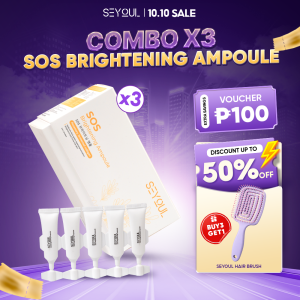 [Free 1 Gift] Combo x3 SEYOUL SOS Brightening Ampoule – 15 Days Brightening & Repair Care Niacinamide + Fermented Collagen 2ml x 15| Free 1 Hair Brush