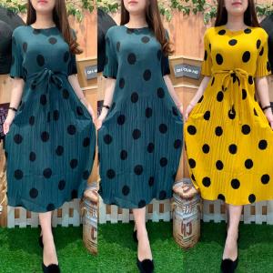 MIDI DRESS POLKA BW MINI PLISKET 1279/1290 DRESS WANITA TERBARU