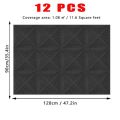BEIYIN 12 Pcs Polyester Fiber Acoustic Insulation Panels 30x30x0.9cm Perforated Soundproof Padding,Sound Absorption Tiles Wall Noise Decoration for Home Studio/Offices/KTV/Gaming Rooms. 
