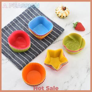 [A Peassion]💖[HOT SALE]🎈🎈 5pcs Silicone Cake Mold Round Muffin Cupcake Baking Molds Reusable DIY Cake Decorating Tools Wedding Birthday Party Decorations