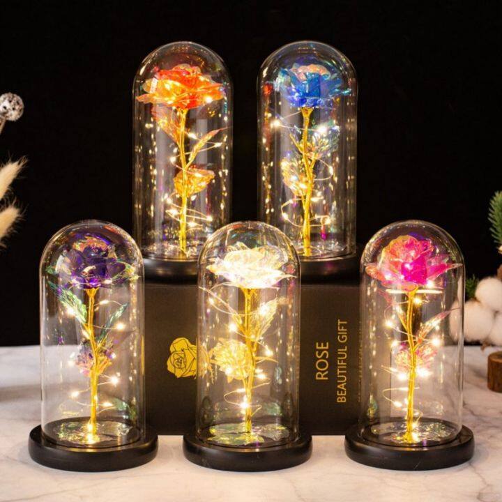 【COD】LED Enchanted Galaxy Rose Lamp Eternal Gold Foil Flower With Fairy ...