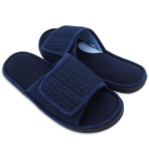 Lesvago Mens Diabetic foot shoes with adjustable width suitable for repairing swollen deformed and injured feet Slippers