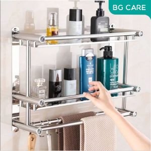 BgCare Bathroom Rack|Towel Rack | Stainless Steel Washroom Shelf Shampoo Rack Soap Rack