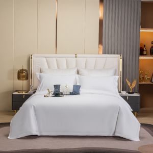 X All-season hotel-quality pure cotton linen white satin four-piece bedding set with duvet cover suitable for guesthouses and hotels can be embroidered LOGO