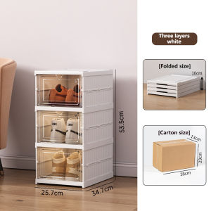 Vision Foldable Shoe Rack Cabinet Transparent Storage Organizer Box Shelf Installation-Free Basketball Shoe Storage