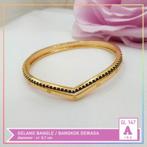 Nice Jewelry Gelang dewasa boba permata full zirkon polos perhiasan lapis emas gold GL 147