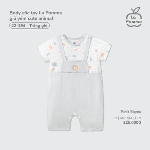 Body cộc tay La Pomme giả yếm cute animal - Sợi Petit Soyeu thoáng mát – Bé trai - 3M - 12M