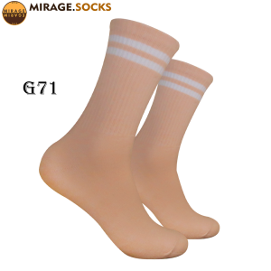 Kaos Kaki Oldschool - Kaos Kaki Skate 2 Stripe Putih Dasar Lt. Peach - 4LAYER BENANG - G71