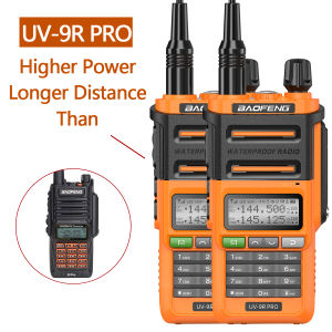 【Set Of 2 In Stock】Baofeng UV-9R PRO High Power Walkie Talkie IP68 Waterproof Dual Band 136-174/400-520MHz 50KM Portable Ham Long Range Two Way Radio Upgraded Of UV9R Support COD