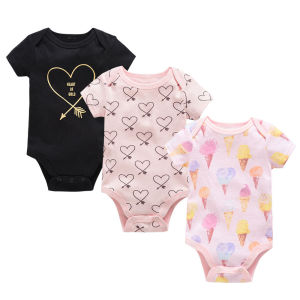 3pcs Baby Jumpsuit Newborn Short Sleeve Boy Girl Romper Cute Baby Cartoon Printing Summer Clothes/Baju Bayi Romper
