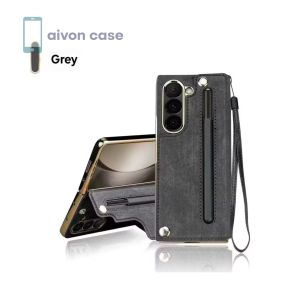 CASE SAMSUNG GALAXY Z FOLD 4 Z FOLD 5 Z FOLD 6 Case Denim For Samsung ZFOLD4 ZFOLD5 ZFOLD6 With Slot S-Pen Slot Card Holder Tali Strap Casing Flip EC-223