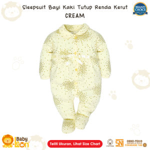 BABY LEON Jumpsuit Bayi Kaki Tutup Lengan Panjang Jumper Bayi Renda Kerut Jumper Bayi Perempuan Newborn BC-808 Baju Bayi Perempuan Baby Sleepsuit Baju Tidur Bayi Jumpsuit Panjang Kaki Tutup Pakaian Bayi