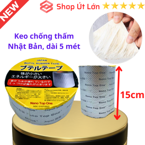 Băng keo chống thấm 15cm dài 5 mét Nano Top One NHẬT BẢN Siêu Dính - Băng Dính Chống Thấm Nước Chống Dột Mái Tôn Dán Tường