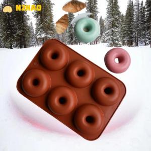 【N2HAO】 6 Holes Silicone Donut Mold Bagel Pan Non Stick Baking Heat Resistance Mould Doughnut Maker Pan Baking Tool