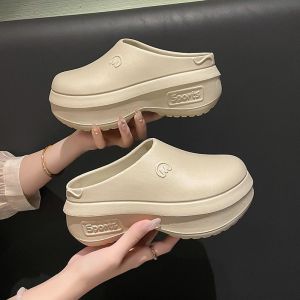 [Free Shipping] Thailand 2025 New Style WomenS Closed-Toe Thick-Soled Outdoor Beach Platform Half-Slipper Clogs MenS Shoes
