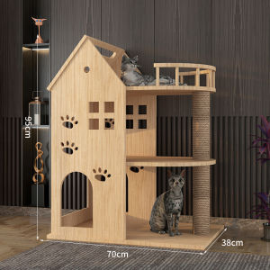 Cat Condo Cat Tree Climbing Cat Tower Cat Climbing Cat Tree Tower Cat Scratch Post Cat Tree Tower Cat Condo Luxury Cat Villa Solid Wood DIY Integrated Scratching Pole Three-Layer Clearance Sale