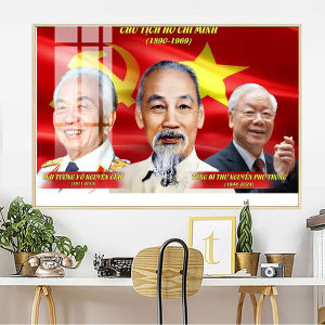 Tranh tưởng nhớ Bác Hồ Bác Giáp Bác Trọng trang trí lưu niệm treo phòng làm việc phòng khách...