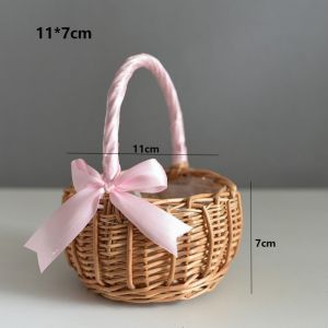 9QSS Handwoven Imitation Rattan Handhold Basket Multistyles with Handles Braid Storage Baskets Vegetable Fruit Flowers Holder Home Decoration /Restaurant Serving Tabletop Display