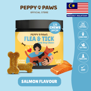 Peppy Paws Flea & Tick Dog 120 Soft Chews  -  | Natural Repellent | Improves Immunity | FDA Registered | Non GMO | All Natural | 100% Original