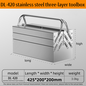 Large Capacity 3-layer Stainless Steel Toolbox Solid Durable Storage Box Multi-layer Folding Box Car Storage Screw Box
