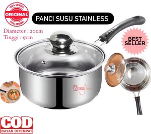 ( BISA COD ) PROMO Panci Susu Tutup Kaca / Milk Pot / Panci Serbaguna / Panci Saus / Panci Mie Stainless Steel
