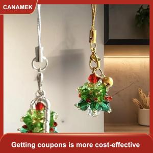 【CANAMEK】 Giáng Sinh Keyring Trọng Lượng Nhẹ Pha Lê Hạt Keychain Túi Treo Trang Trí Dễ Thương Giáng Sinh Cây Dây Đeo Điện Thoại Cho Ngày Lễ Quà Tặng