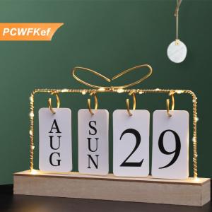 【PCWFKef】 Lật lịch với ánh sáng cho bàn gỗ vĩnh viễn bàn lịch với tháng ngày Hiển thị Máy tính để bàn lịch cho trang trí văn phòng nhà gửi hàng hóa từ địa phương kho
