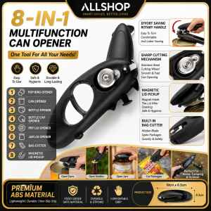 ALLSHOP 8 In 1 Kitchen Opener Tool Can Opener Bottle Opener Ring Pull Opener Bag Cutter Ergonomic Handle