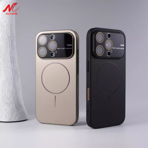 Luxury Slim Matte Large Window for Magsafe Case for iPhone 16 17 Pro Max Plus 12 13 14 15 ProMax Original Magnetic Cirlce Cover