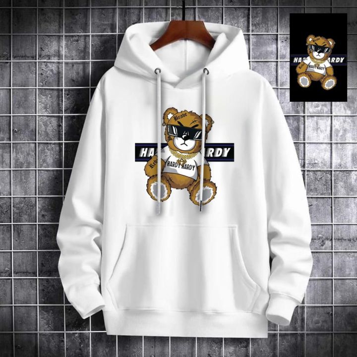 INDOSAN-SWEATER HOODIE BEAR HARDY-HOODIE DISTRO BAHAN FLEECE MOTIF