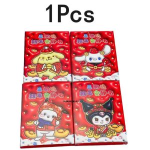 Random 1Pcs 2024 Happy New Year Sanrio Toy Book Diy Cartoon Mymelody Kuromi Cinnamoroll Pom Pom Purin Dollhouse Paper Doll Children Quiet Book Dress Up Game Book  New Years gift