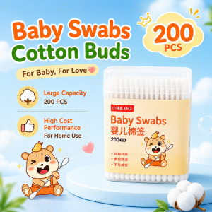 BUY 1 TAKE 1 Double Headed Baby Swabs 200PCS Spoon Shaped Spiral Round Tip Gentle And Safe Made With Absorbent Cotton To Gently Care For Your Baby Delicate Skin Suitable For Cleaning Ears Nose And Navel